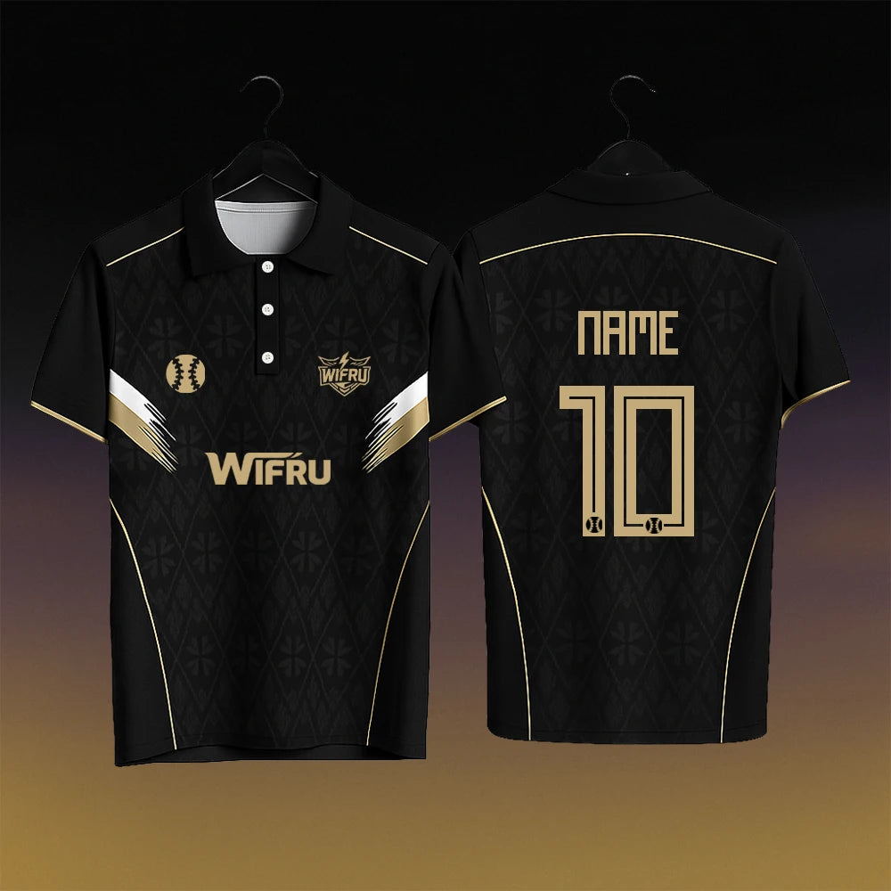 WIFRU Cricket Sports Jersey Men's Outdoor Lightweight Breathable Quick Dry POLO Shirt Youth Trainer Custom Number Uniform Tops