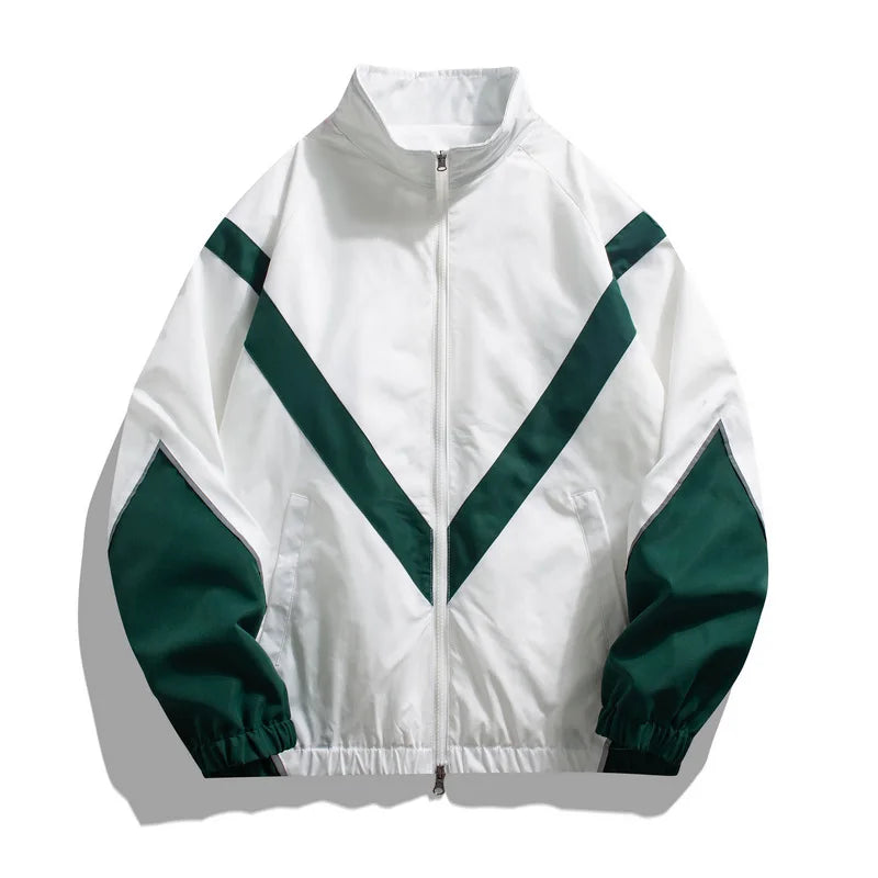 2025 New Men's Autumn Jacket with Reflective Splicing Stand Up Collar Spring and Autumn Sports and Leisure Windproof Jacket