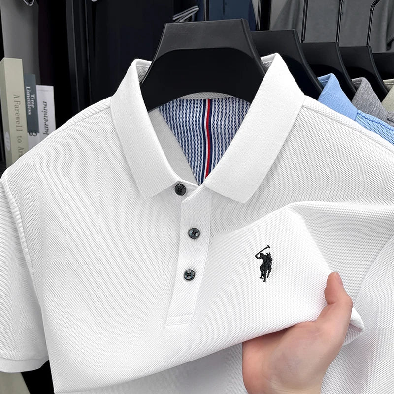 100% pure cotton high-end brand men's short sleeve polo shirt summer fashion original pony embroidery golf Paul casual T-shirt