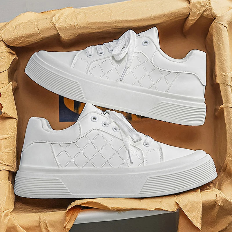 Men's Chunky Platform Skate Shoes | Quilted Upper | Non-Slip Casual Walking Sneakers