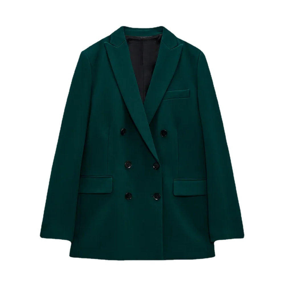 Women's New Temperament Casual Double-breasted Slim Suit Jacket