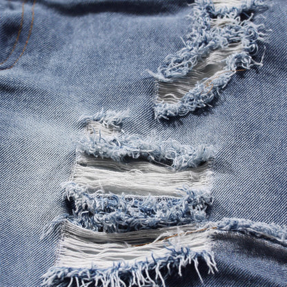 Casual Faux Two-piece Ripped Jeans