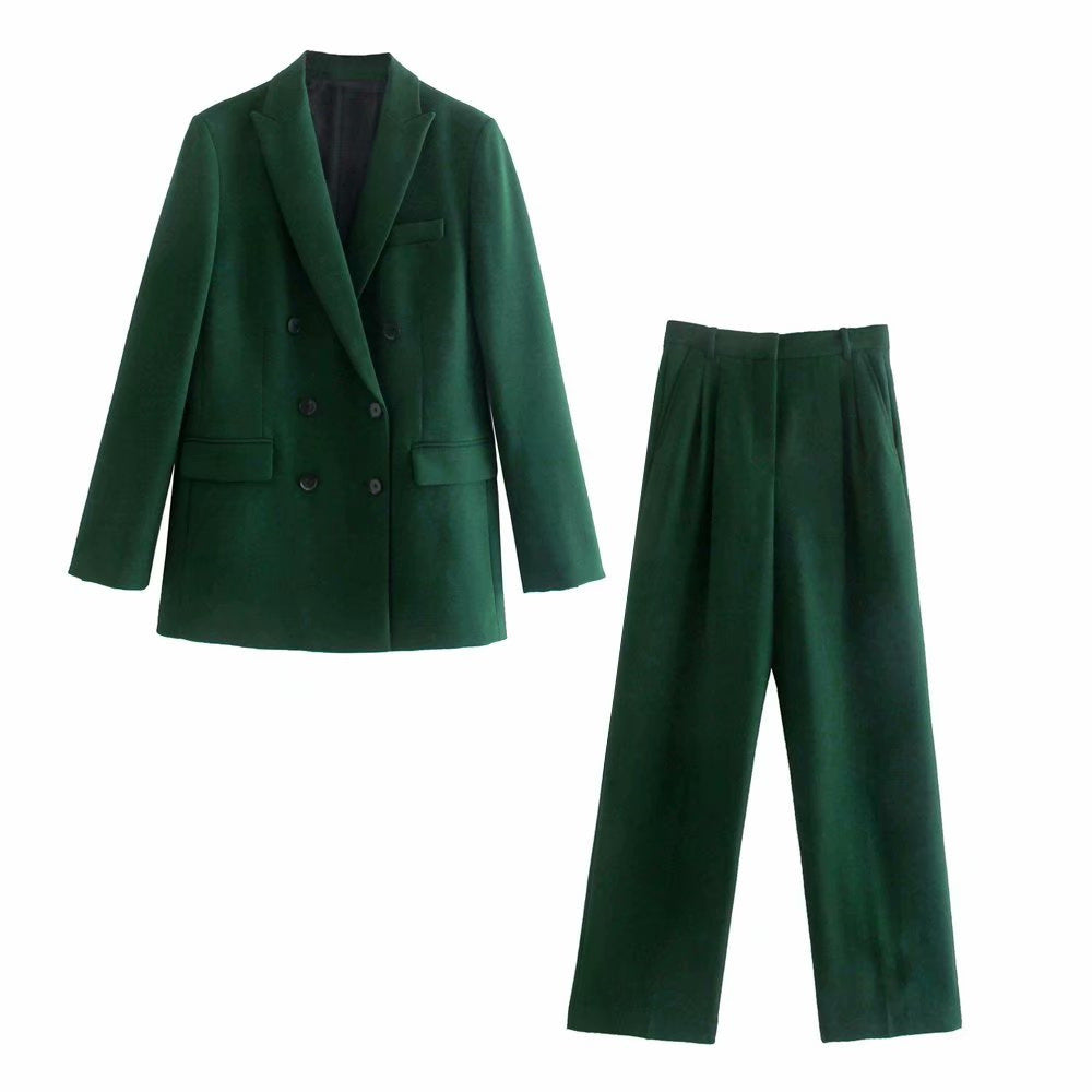 Women's New Temperament Casual Double-breasted Slim Suit Jacket