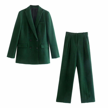 Women's New Temperament Casual Double-breasted Slim Suit Jacket
