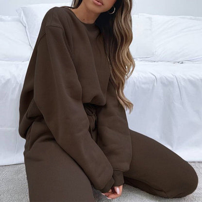 New Women's Simple Loose Sweater Trousers Sports Suit