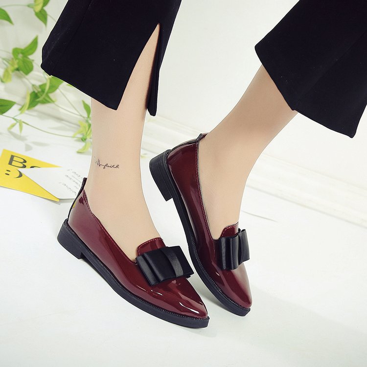 Solid color pointed flat with single shoes women's shoes