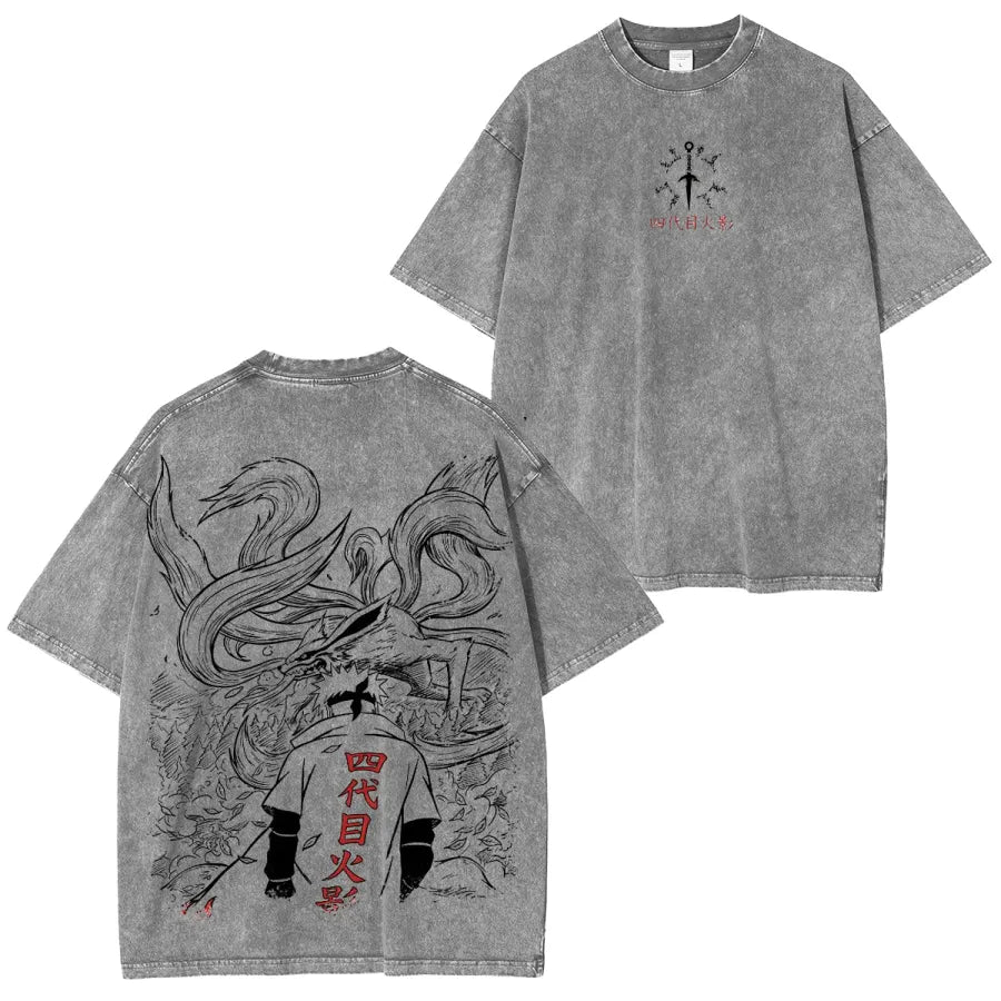 Minato & Kurama Washed Graphic Tee – Unisex