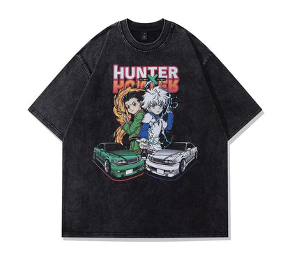 Men's And Women's Same Retro Casual Street Printed Large Short T-shirt