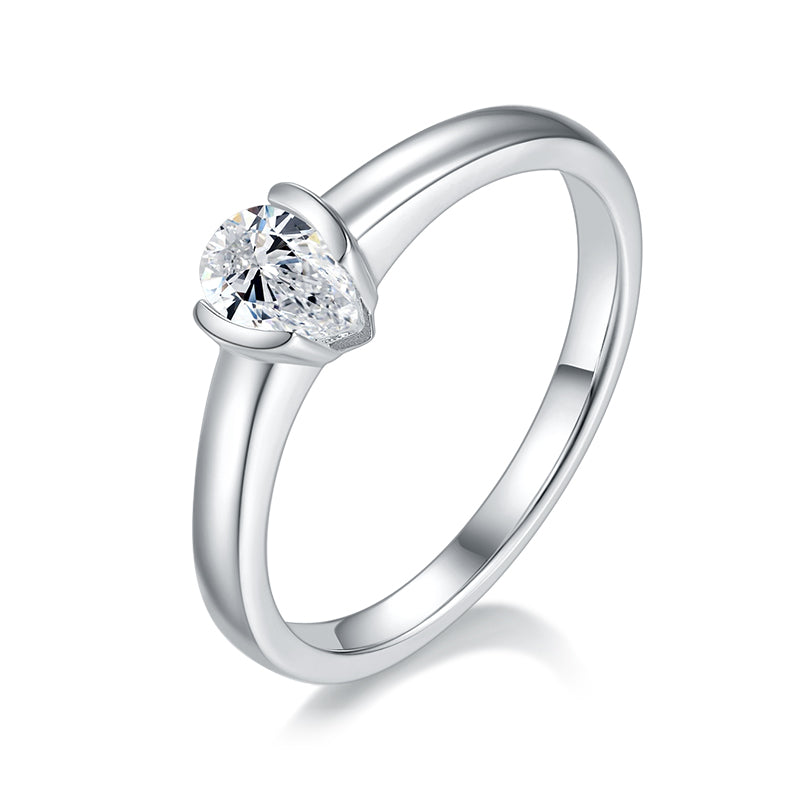 Pear-shaped Moissanite Set With Top-quality Moissanite Luxury And Fashionable Light Luxury Jewelry Silver Ring S925 Silver Electroplated With Platinum