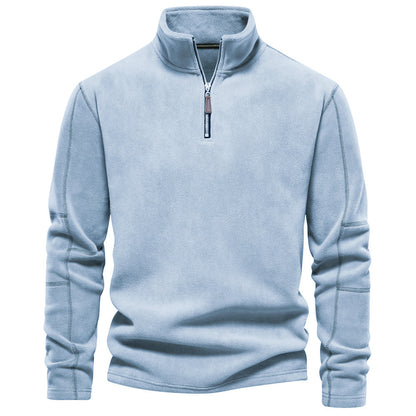 Men's Autumn And Winter New Stand Collar Half Zip Long-sleeved Sweater