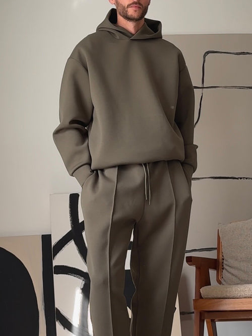 Men's Casual Hooded Sweatshirt & Elastic Waist Pants Set