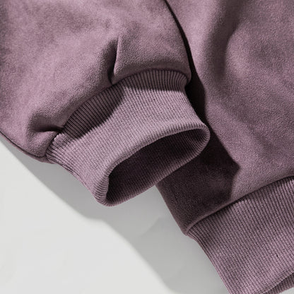 Suede-look Solid-color Casual Hoodie For Men
