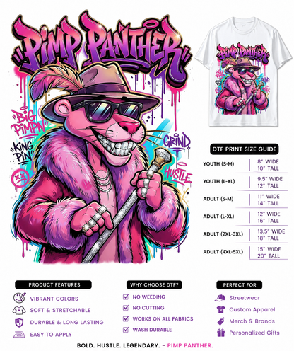 Pimp Panther Graphic Tee – Streetwear Anime Graffiti T-Shirt