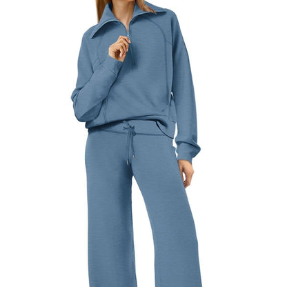 Womens Fashionable Casual Sports Suit With Zipper And Long Sleeves