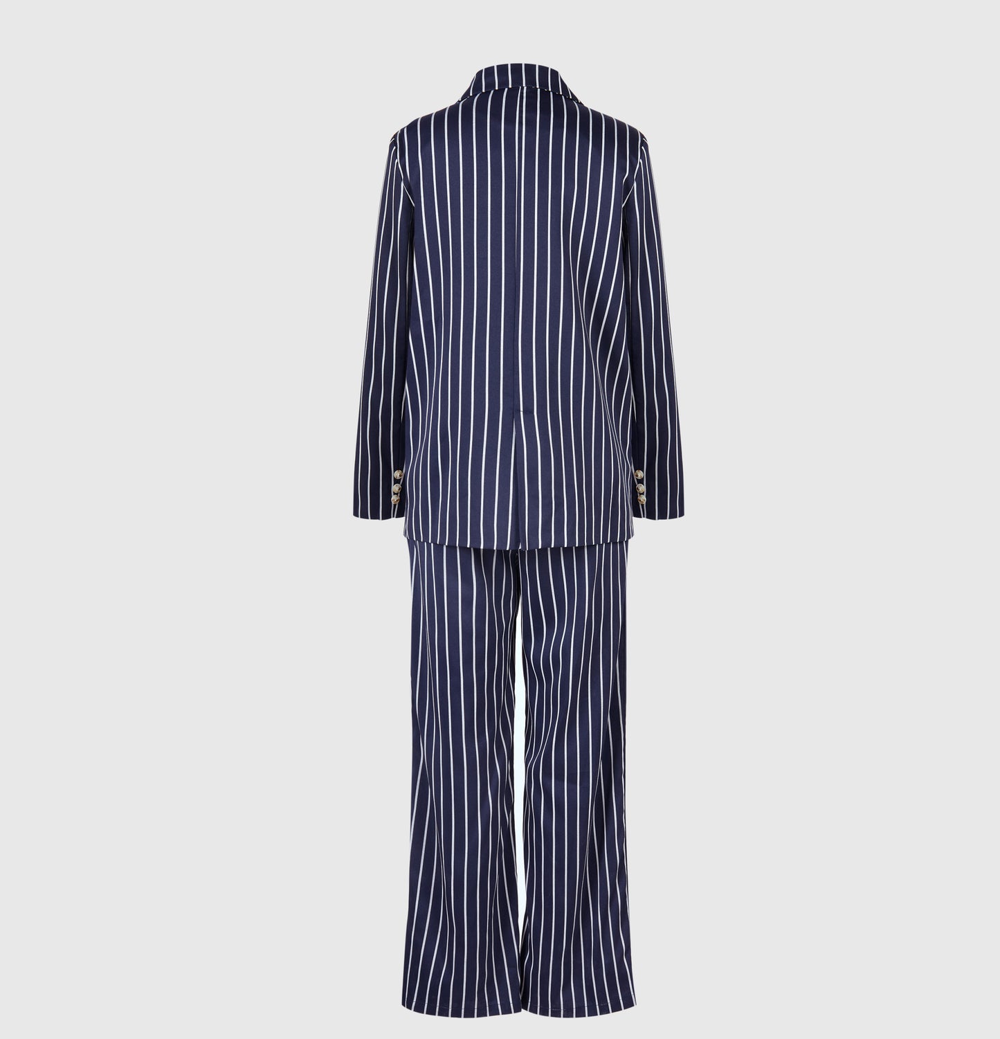 Elegant Striped Blazer & High Waist Pants Set