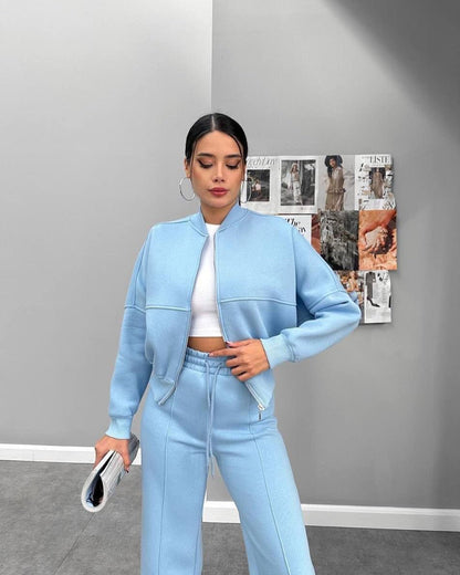 Women’s European & American Casual Cardigan Pants Two-Piece Set, Oversized Lounge Co-Ord Outfit, Trendy Streetwear Matching Set