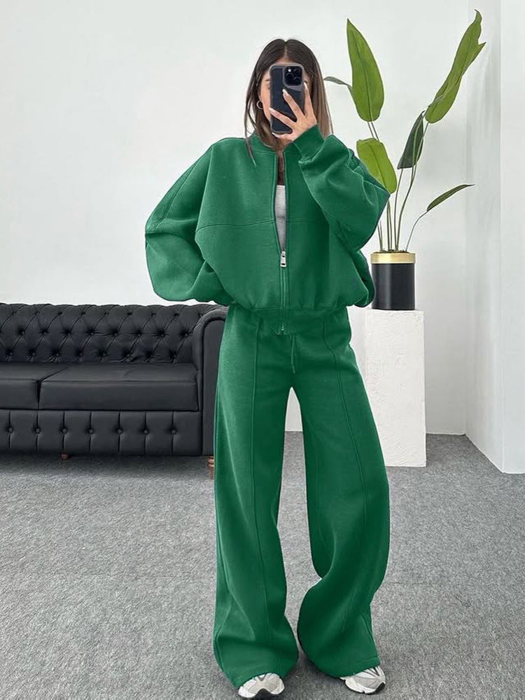 Women’s European & American Casual Cardigan Pants Two-Piece Set, Oversized Lounge Co-Ord Outfit, Trendy Streetwear Matching Set