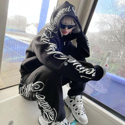 Monogrammed Cardigan Jacket Sweatpants Suit