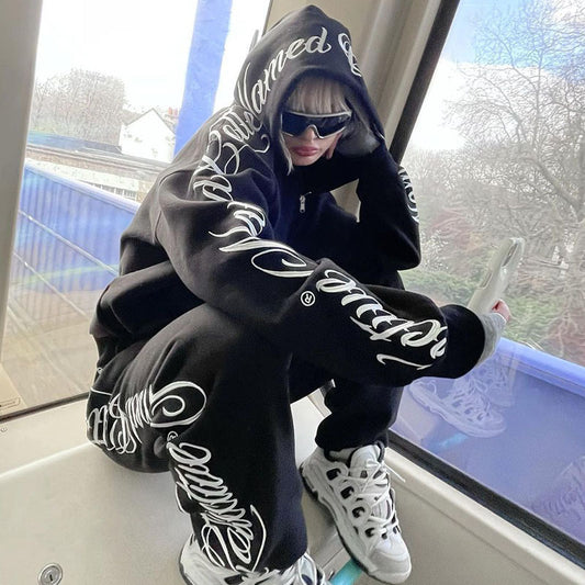 Monogrammed Cardigan Jacket Sweatpants Suit