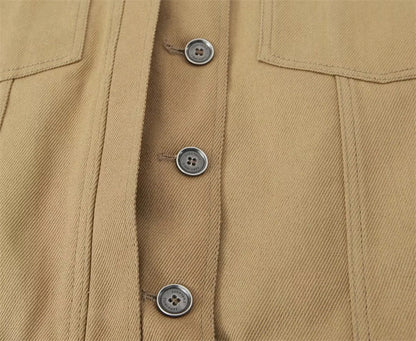 Women's Fashion Polo Collar Short Denim Coat Trousers Suit
