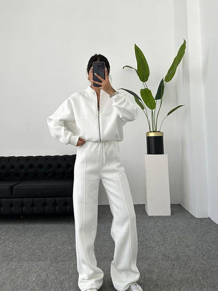 Women’s European & American Casual Cardigan Pants Two-Piece Set, Oversized Lounge Co-Ord Outfit, Trendy Streetwear Matching Set
