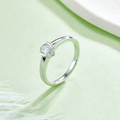 Pear-shaped Moissanite Set With Top-quality Moissanite Luxury And Fashionable Light Luxury Jewelry Silver Ring S925 Silver Electroplated With Platinum