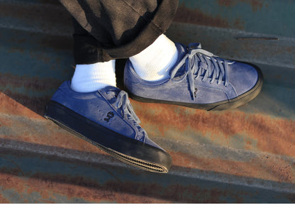 Goluck Designer Skate Shoes For Skateboarding Unisex Suede Leather Blue Trainers  Rubber Sole Sport sneake Walking Casual  Shoe