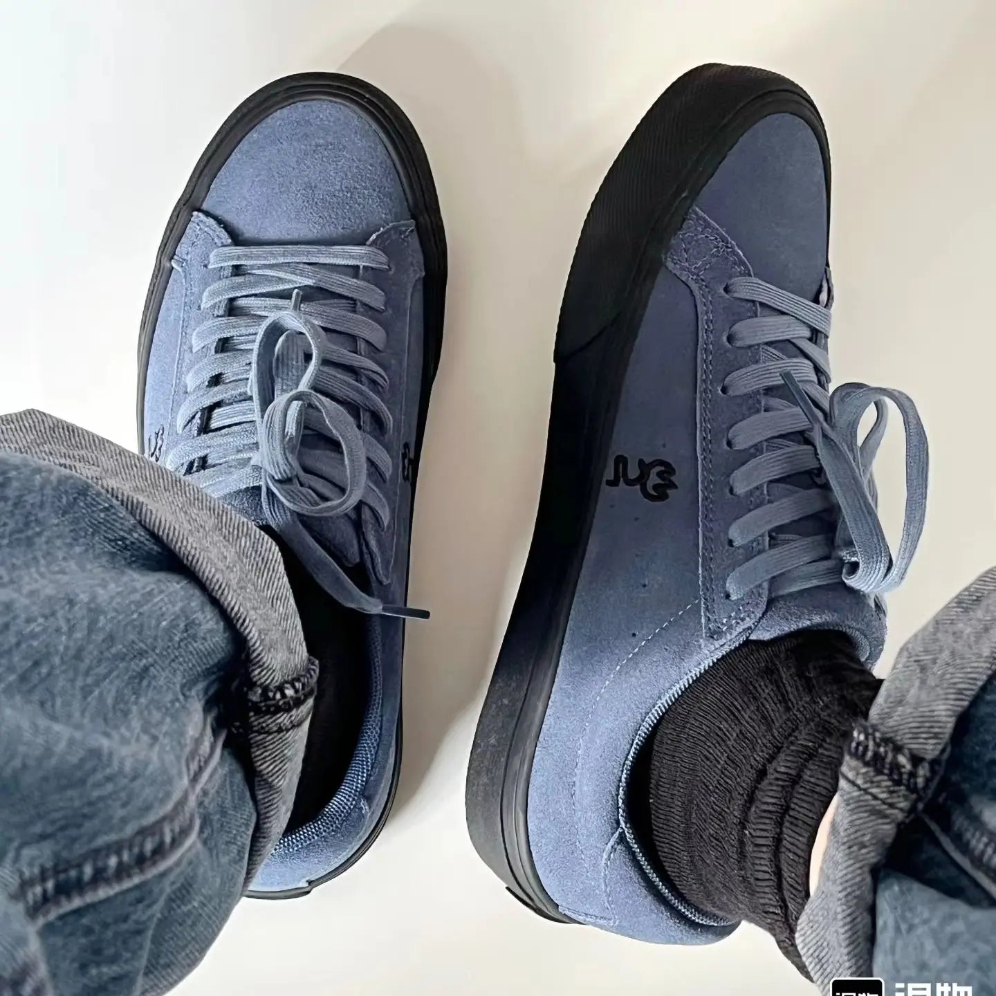 Goluck Designer Skate Shoes For Skateboarding Unisex Suede Leather Blue Trainers  Rubber Sole Sport sneake Walking Casual  Shoe