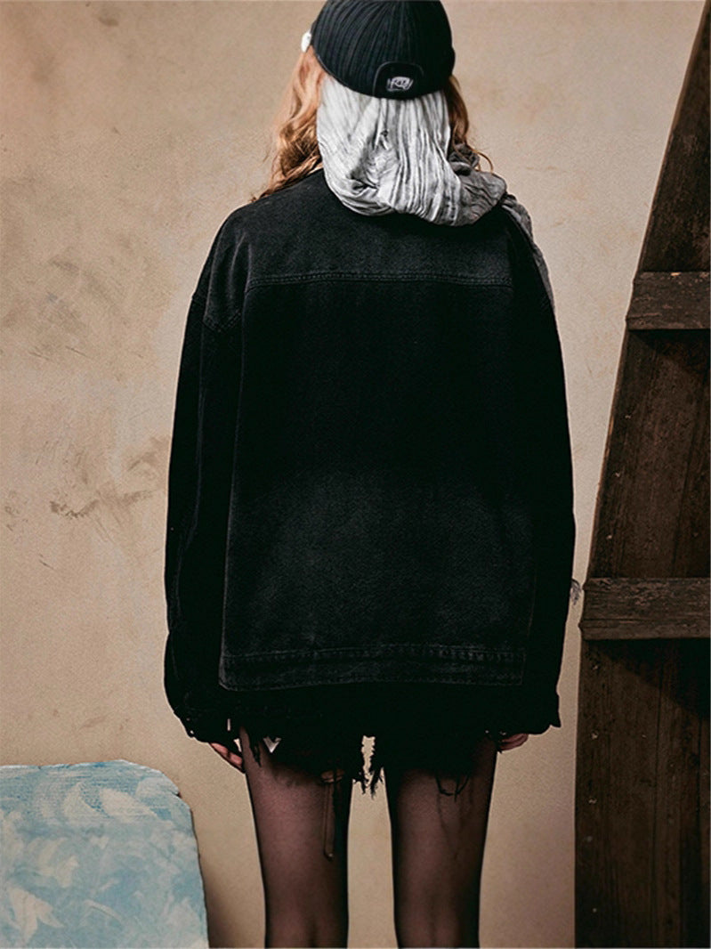 Angel Print Denim Jacket