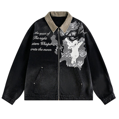 Angel Print Denim Jacket