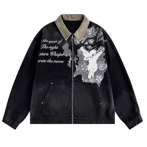 Angel Print Denim Jacket