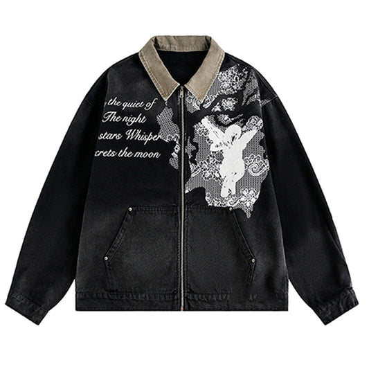 Angel Print Denim Jacket