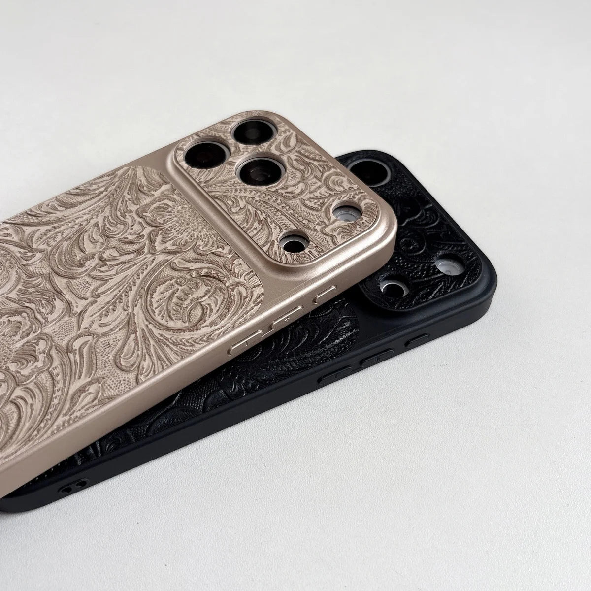 Luxury Retro Petal Flower Large Window Phone Case For iPhone 17 16 15 14 13 Pro Max Fashion 3D Wrinkle Texture Shockproof Cover