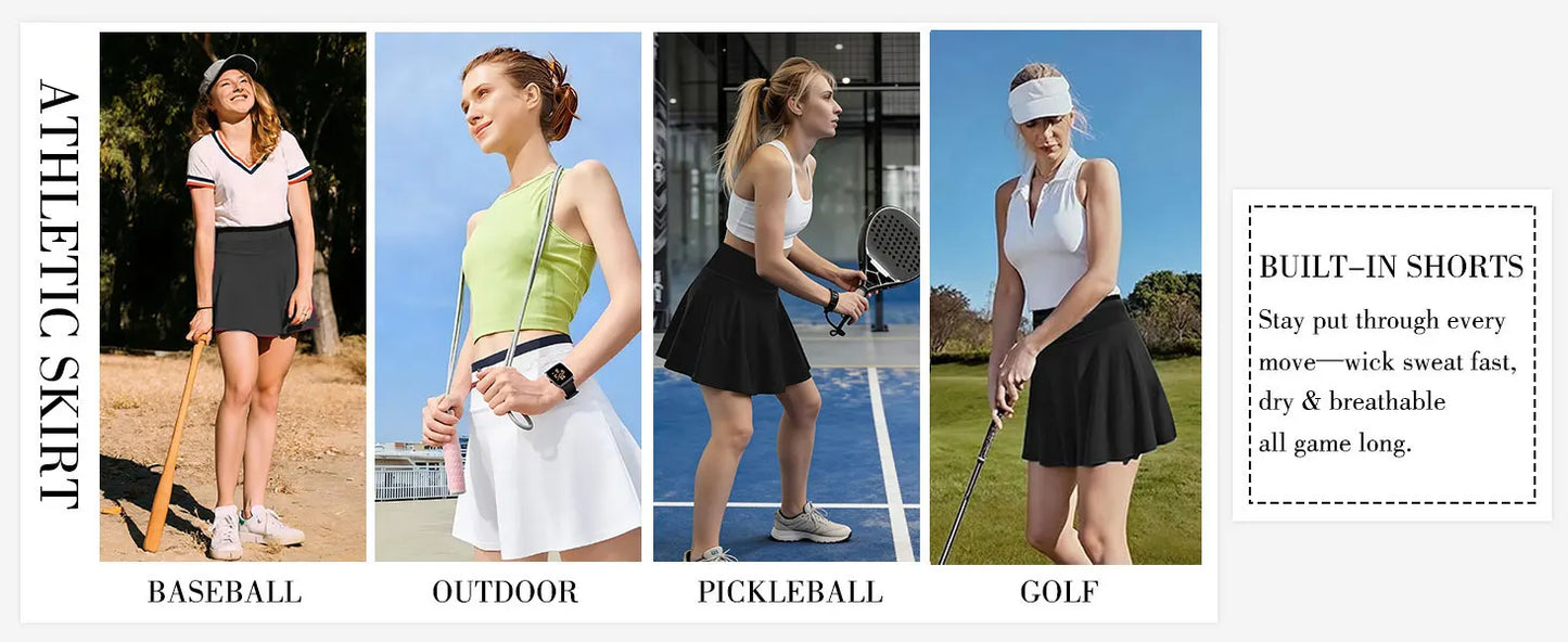 Women’s Yoga Fitness Tennis Outfit High Waist Sports Skirt Summer New Style Quick Dry A-Line Skort Suitable For Running Workout