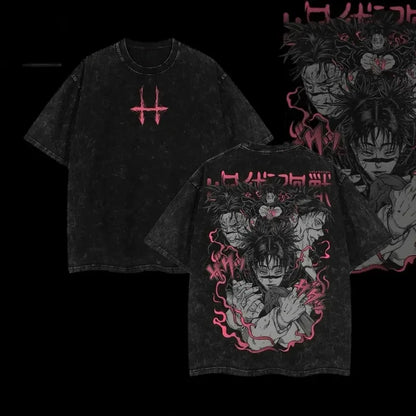 2026 Summer Jujutsu Kaisen Manga T-shirt Choso Graphic Clothing Men Short Sleeve Cotton Vintage Washed T Shirt Harajuku Casual