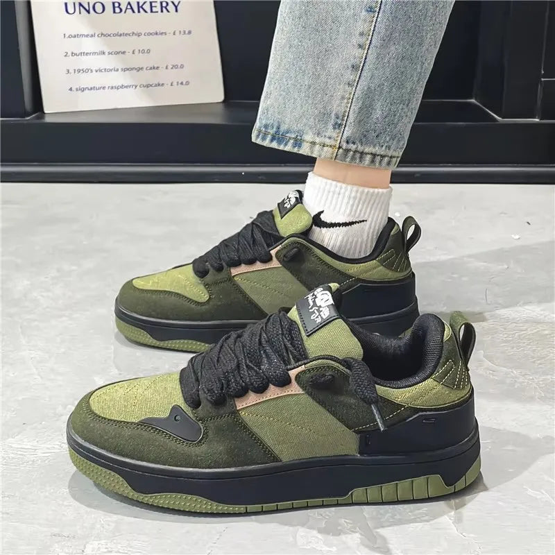Men's Run Sneaker Walking Leather Shoes Youth Casual Cricket Shoes Fashion Trend Board Shoes Comfort Skateboard Shoes