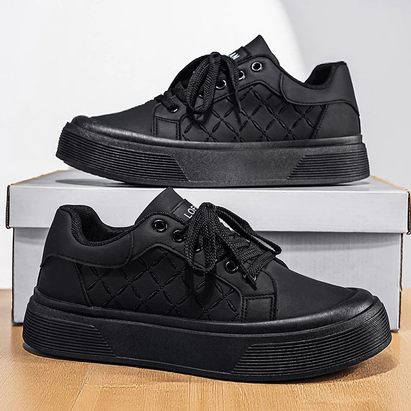 Men's Chunky Platform Skate Shoes | Quilted Upper | Non-Slip Casual Walking Sneakers
