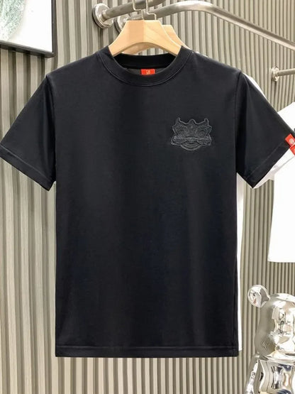 Male Tees Shirts Skinny Embroidery Lion New In Party Y2k Original Tops Hot Basic Korean Popular Clothes Cool Cheap Men's T-shirt