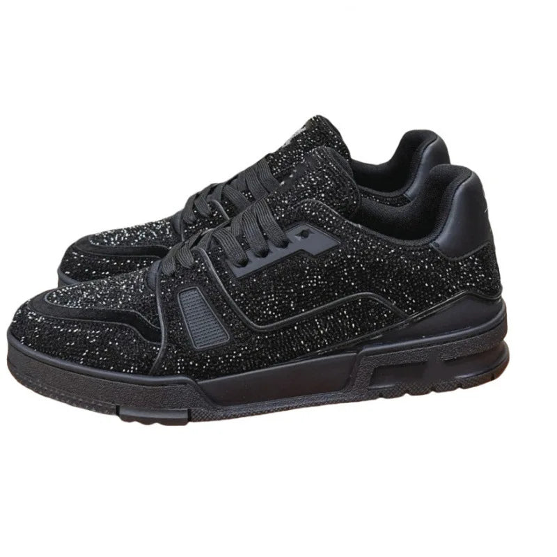 Fashionable Low-Top Unisex Trainer Shoes with Diamond Print High-Top Version Men's Sport Shoes Breathable Wear-Resistant Rubb...