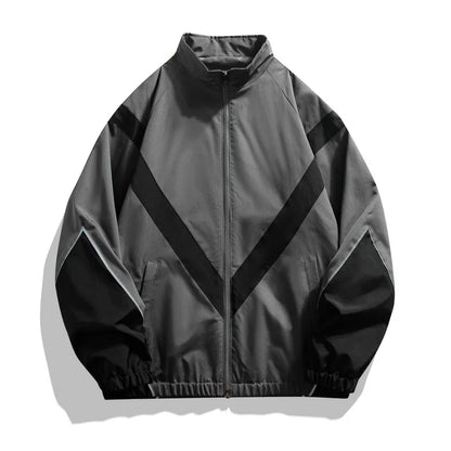 2025 New Men's Autumn Jacket with Reflective Splicing Stand Up Collar Spring and Autumn Sports and Leisure Windproof Jacket