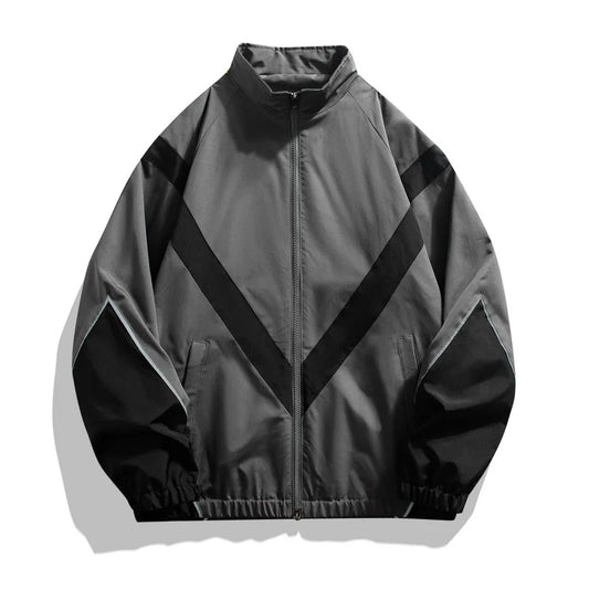 2025 New Men's Autumn Jacket with Reflective Splicing Stand Up Collar Spring and Autumn Sports and Leisure Windproof Jacket