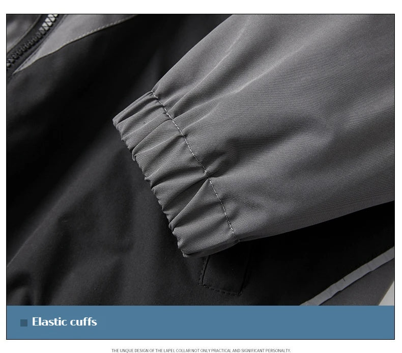 2025 New Men's Autumn Jacket with Reflective Splicing Stand Up Collar Spring and Autumn Sports and Leisure Windproof Jacket