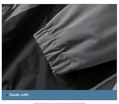 2025 New Men's Autumn Jacket with Reflective Splicing Stand Up Collar Spring and Autumn Sports and Leisure Windproof Jacket