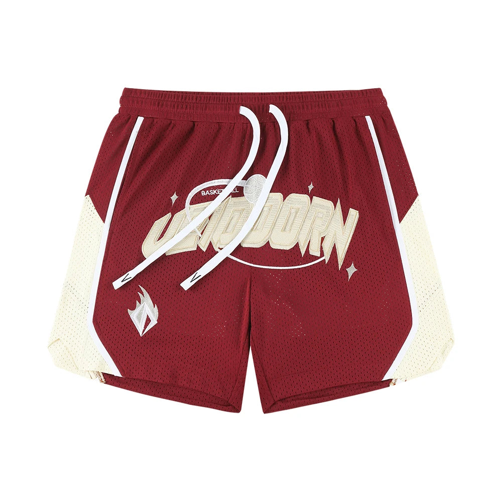 Street Style Breathable Mesh Basketball Shorts for Men Elastic Waistband Gym Shorts with Pockets Training Running Short Pants