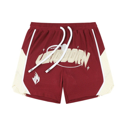 Street Style Breathable Mesh Basketball Shorts for Men Elastic Waistband Gym Shorts with Pockets Training Running Short Pants