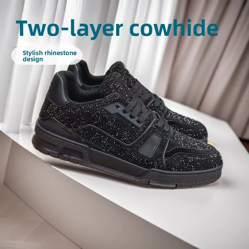 Fashionable Low-Top Unisex Trainer Shoes with Diamond Print High-Top Version Men's Sport Shoes Breathable Wear-Resistant Rubb...