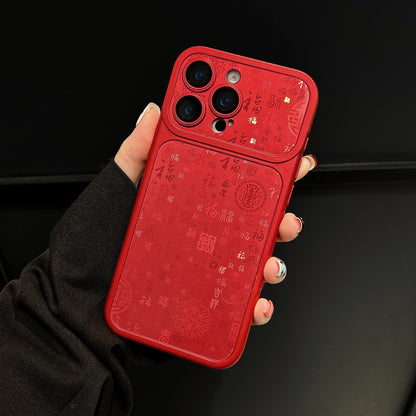 Large Window Lucky Character Phone Case for iPhone 17 16 15 14 13 Pro Max Glass Lens Protection Metallic Paint PC Matte Cover