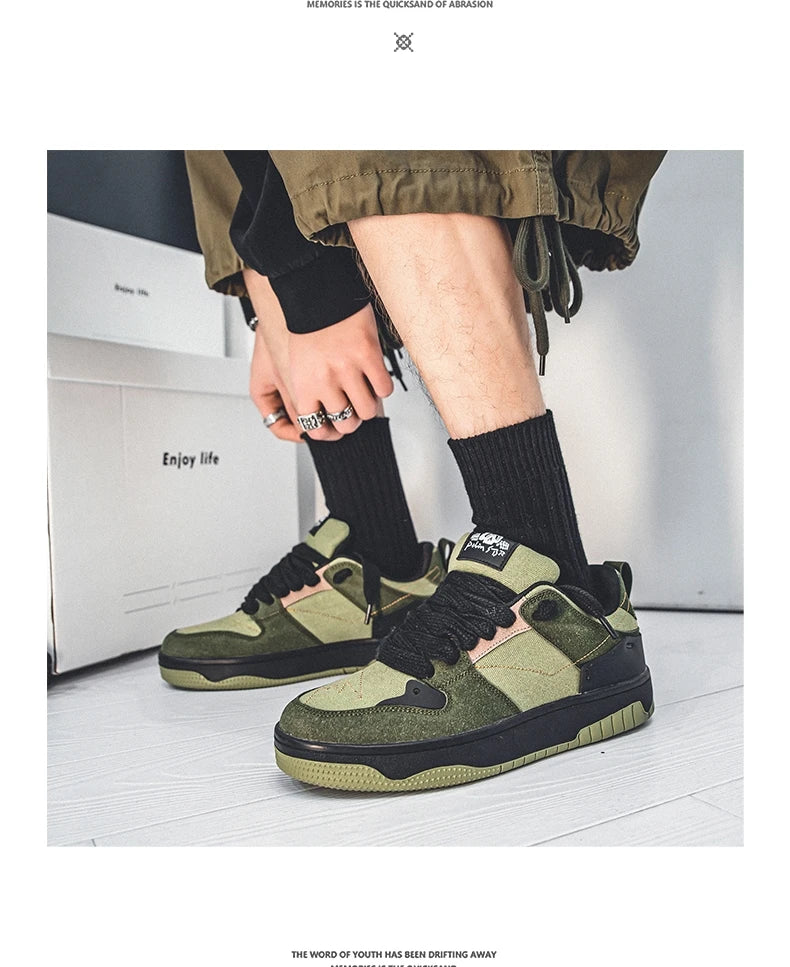 Men's Run Sneaker Walking Leather Shoes Youth Casual Cricket Shoes Fashion Trend Board Shoes Comfort Skateboard Shoes