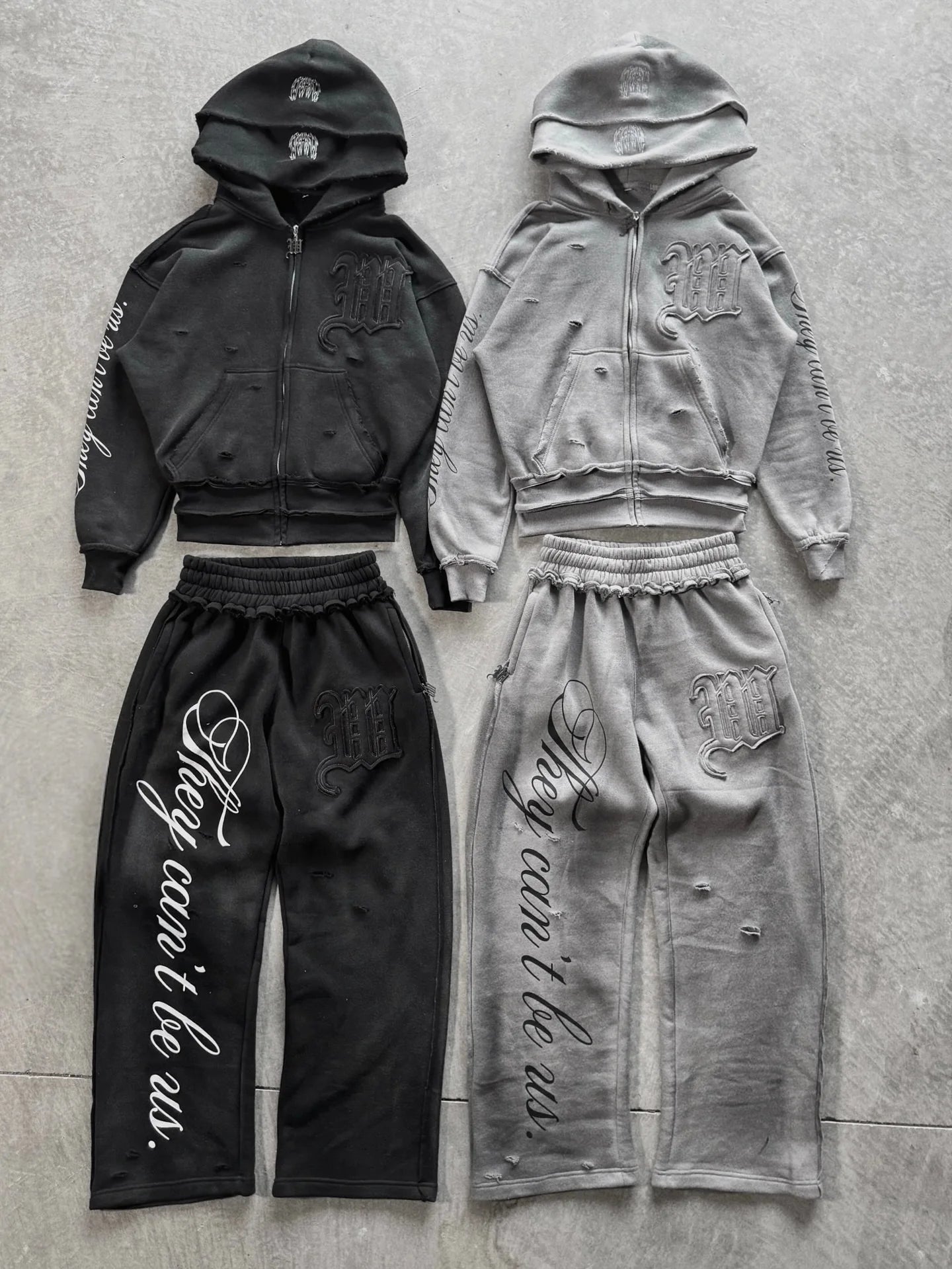 Y2K American Punk Loose Hooded Sweatshirt Suit American Embroidered Patch Double Layer Hooded High Street Retro Pink Sports Suit