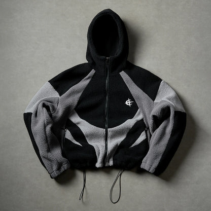 Men's Fleece Patchwork Streetwear Hoodie Jacket